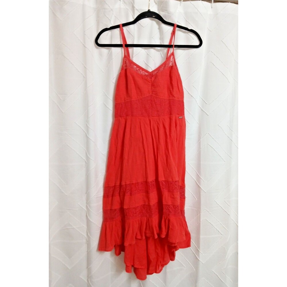 Roxy Vintage Dress Hi Low Strappy Baby Doll Sweetheart Sz M Lace Accents Fairy